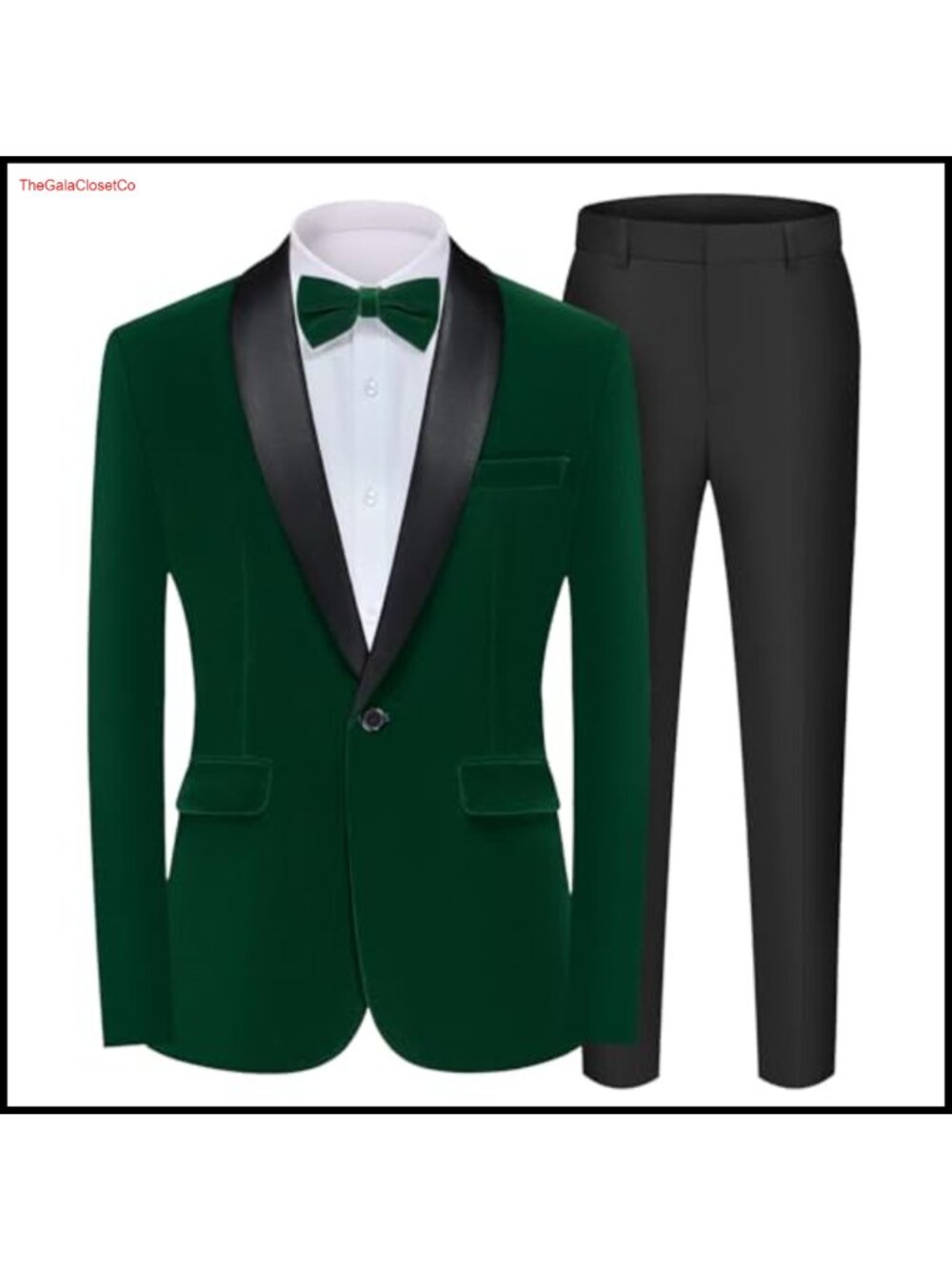 Men's 2 Piece Velvet Suit Peak Lapel One Button Slim Fit Tuxedo Blazer & Pants